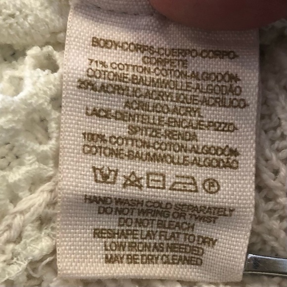 Free People / Sweet Jane cream lace back pull over / Size XS - Picture 8 of 9